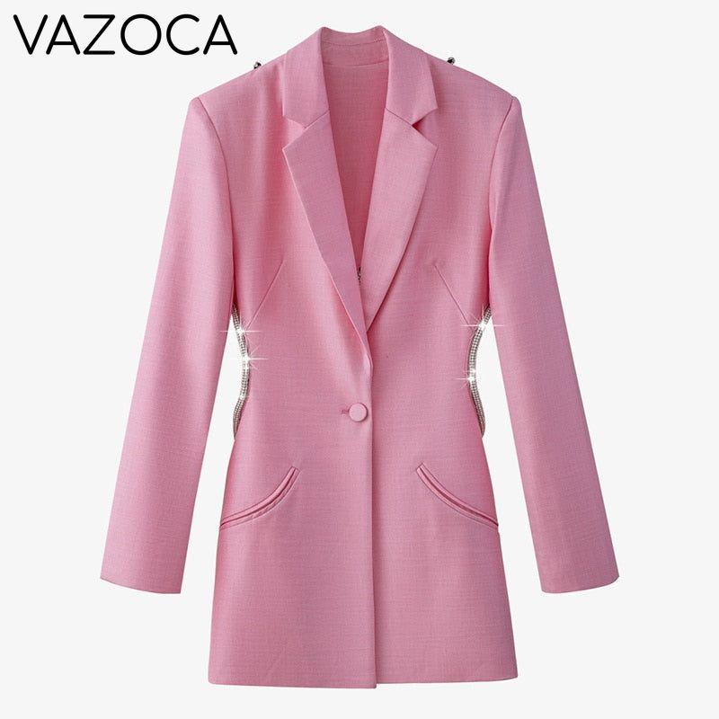 Cherry On Top Backless Diamond Blazer Pink