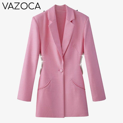 Cherry On Top Backless Diamond Blazer Pink
