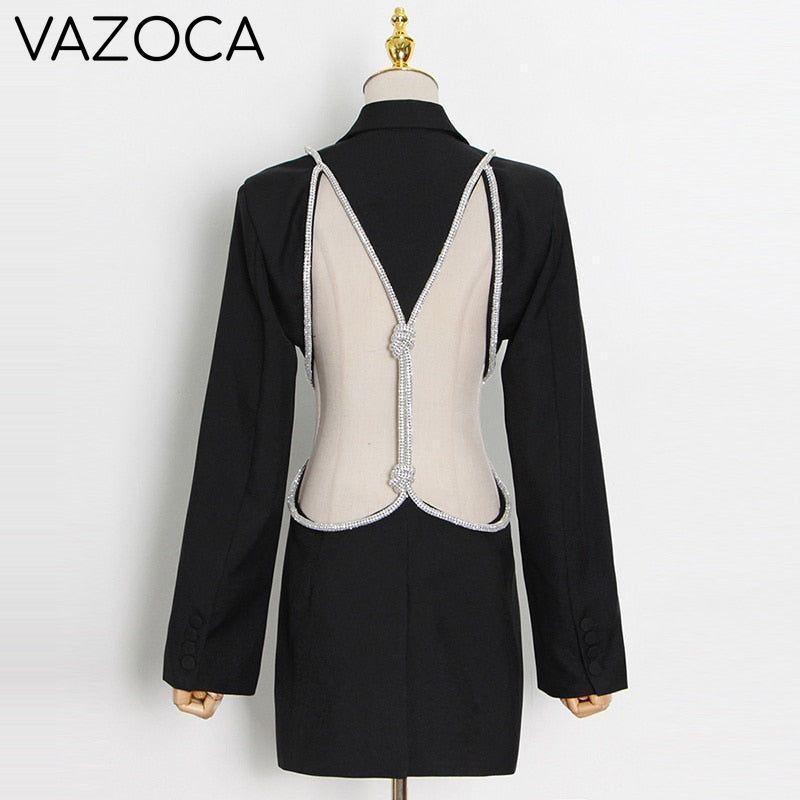 Cherry On Top Backless Diamond Blazer black