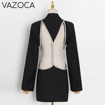 Cherry On Top Backless Diamond Blazer black