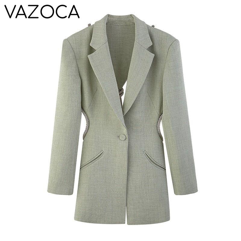 Cherry On Top Backless Diamond Blazer Green