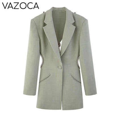 Cherry On Top Backless Diamond Blazer Green