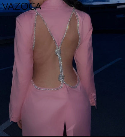 Cherry On Top Backless Diamond Blazer