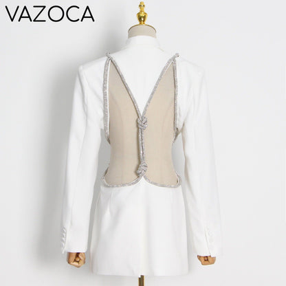 Cherry On Top Backless Diamond Blazer white