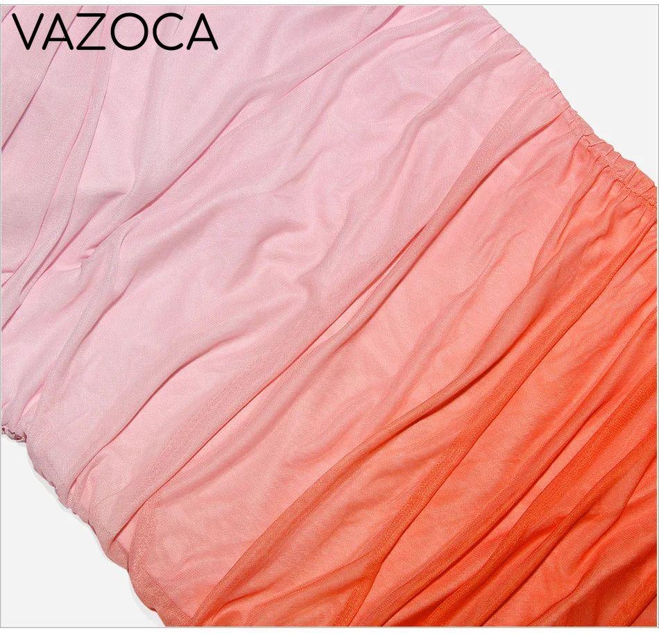 Chic Gradient Pleated Bodycon Dress