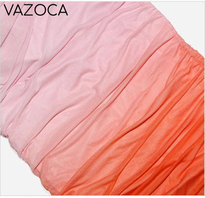 Chic Gradient Pleated Bodycon Dress