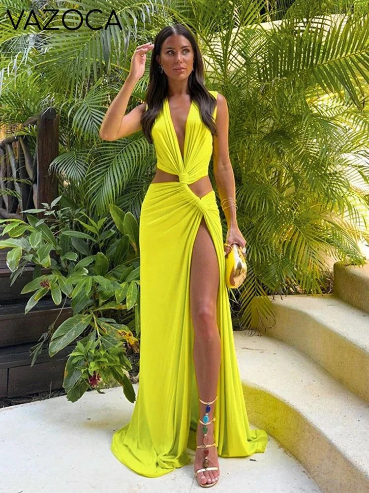 Chic Serenity Maxi Dress Yellow