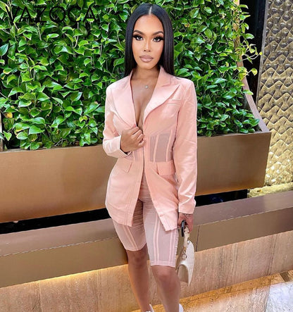 Ciara Sheer Blazer Short Set