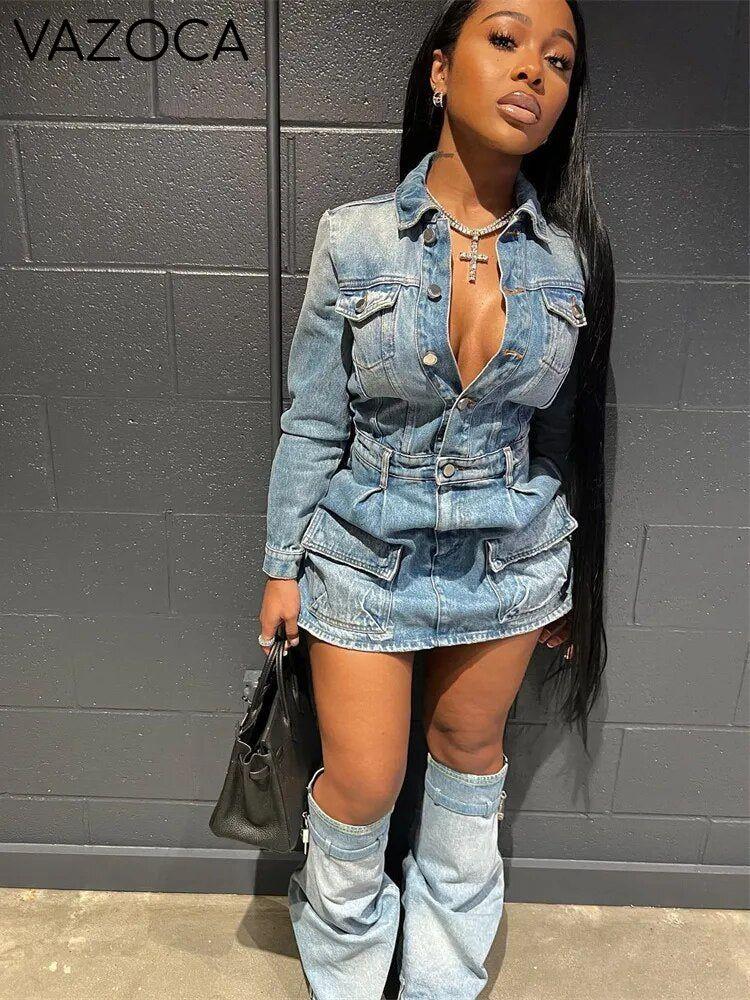 City View Denim Dress Socks Set