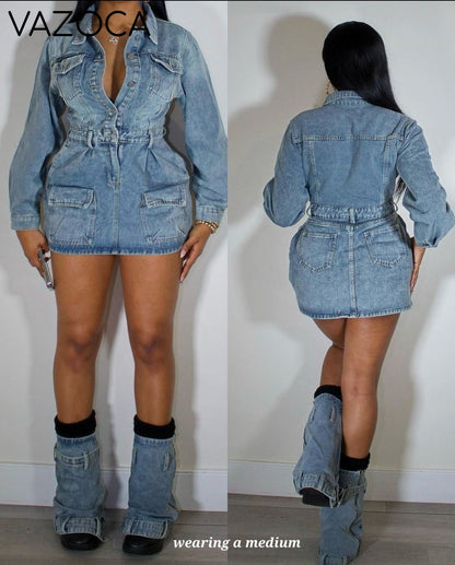 City View Denim Dress Socks Set
