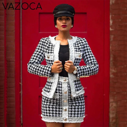 Classy Plaid Mini Skirt Set
