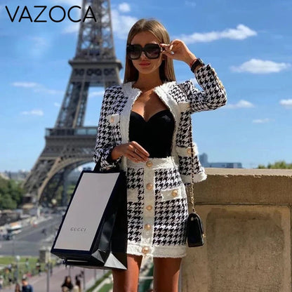 Classy Plaid Mini Skirt Set