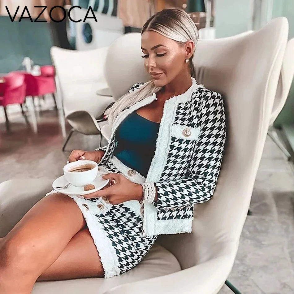 Classy Plaid Mini Skirt Set