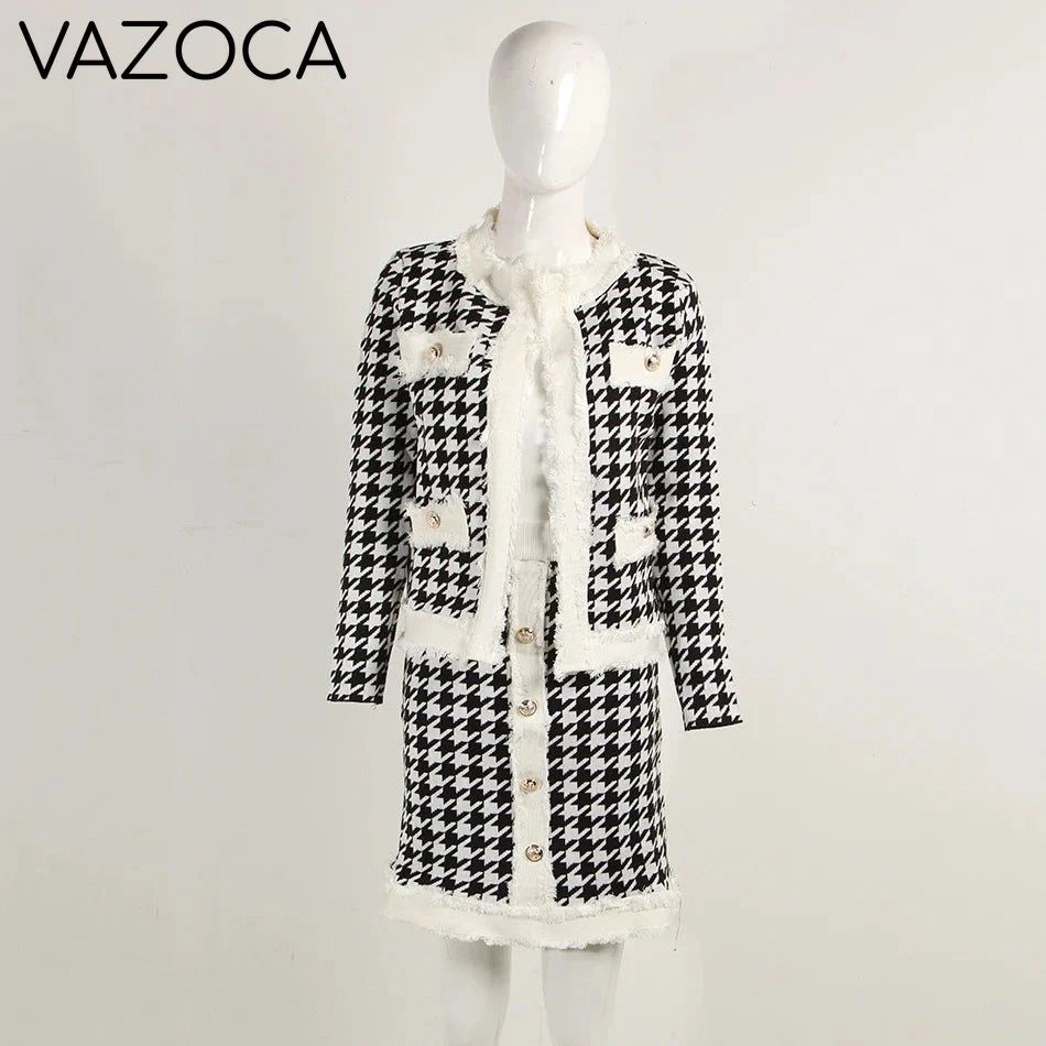 Classy Plaid Mini Skirt Set As shown