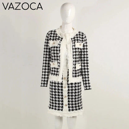 Classy Plaid Mini Skirt Set As shown