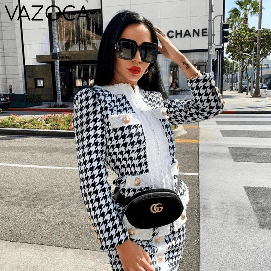 Classy Plaid Mini Skirt Set