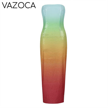 Cocktail Sequins Gradient Dress multi