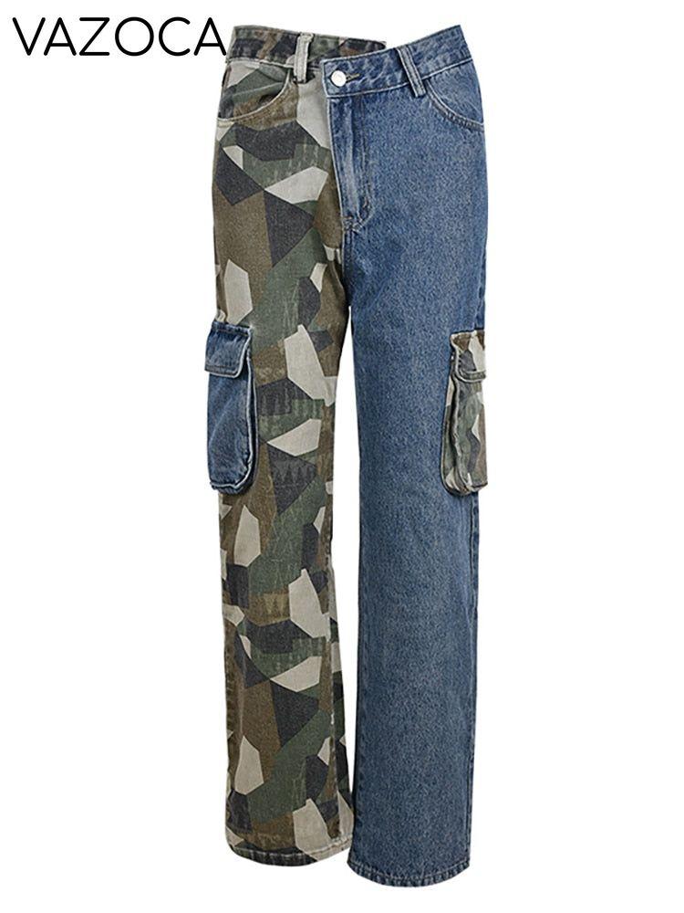 Contrast High Waist Jeans