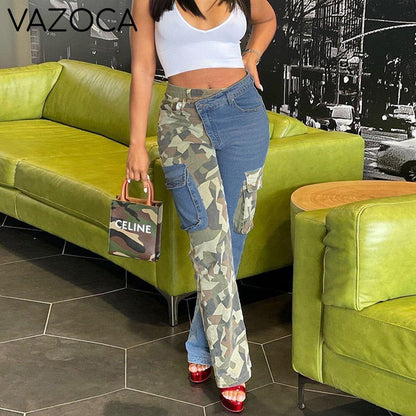 Contrast High Waist Jeans