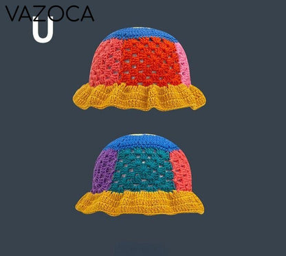 Crochet Bucket Hat yellow brim one size