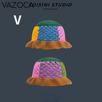 Crochet Bucket Hat khaki brim one size