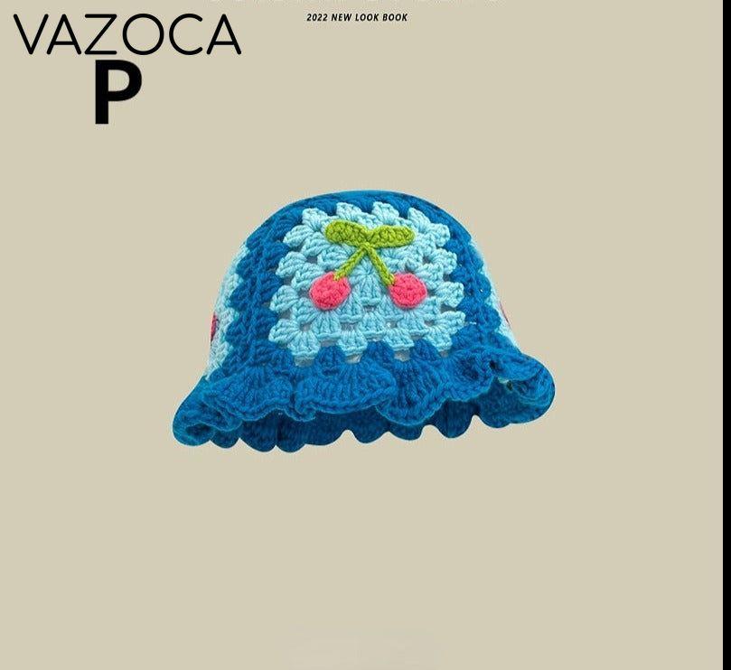 Crochet Bucket Hat blue one size