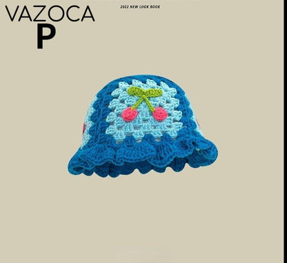 Crochet Bucket Hat blue one size