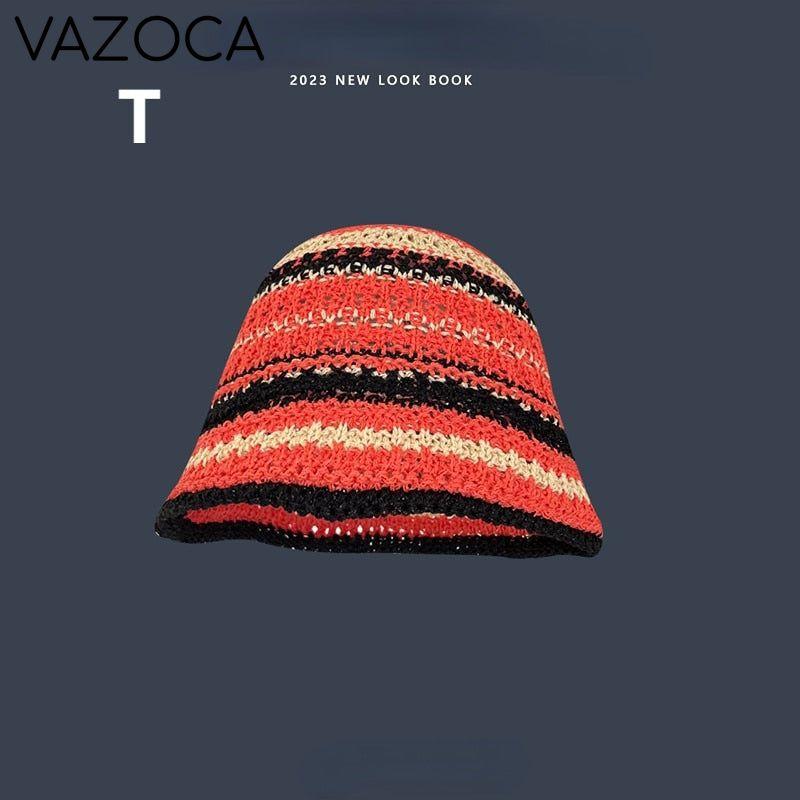 Crochet Bucket Hat red black one size