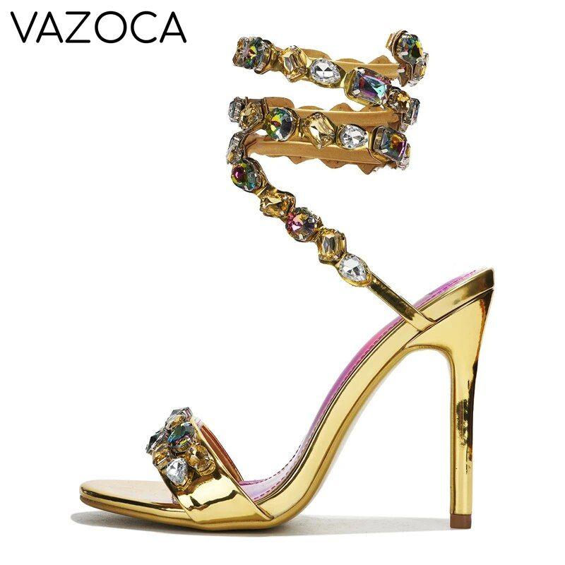 Crystal Ankle Wrap High Heels