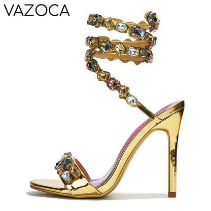 Crystal Ankle Wrap High Heels