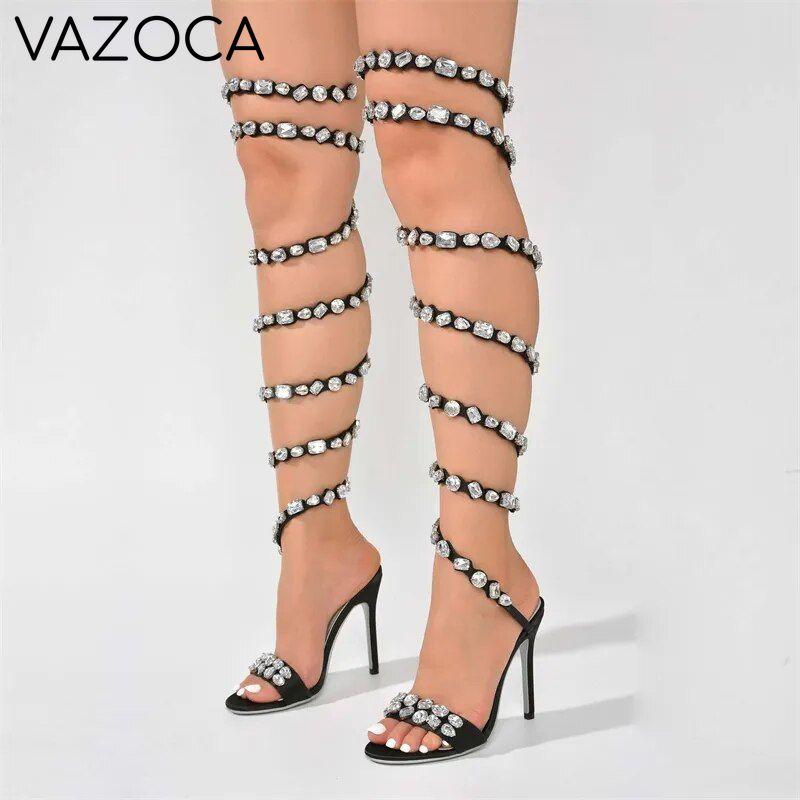 Crystal Ankle Wrap High Heels