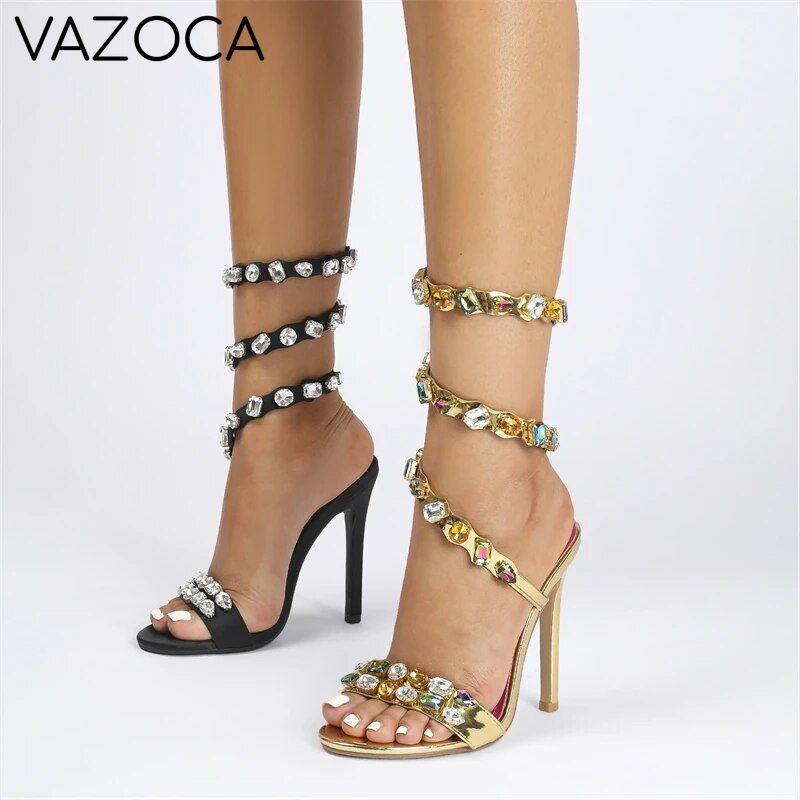 Crystal Ankle Wrap High Heels