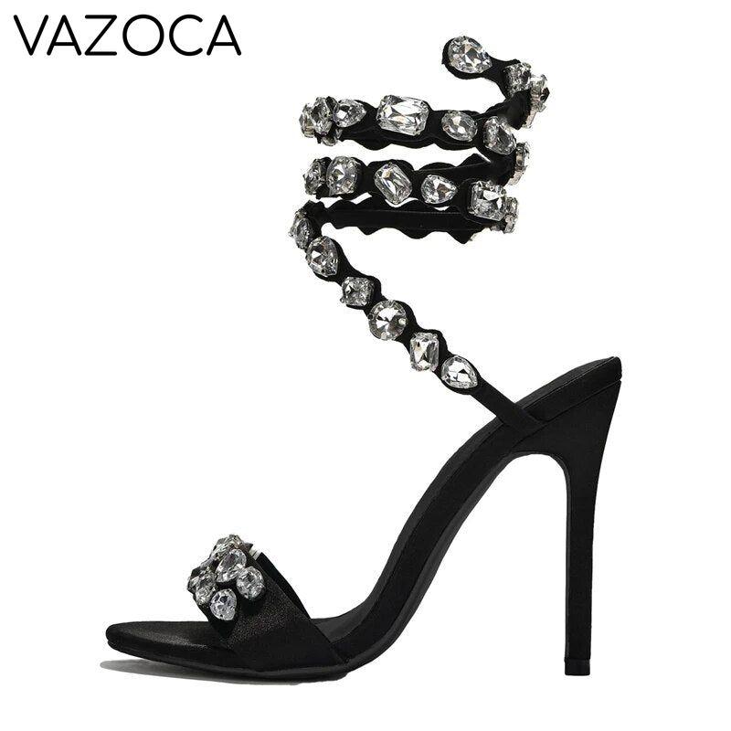 Crystal Ankle Wrap High Heels
