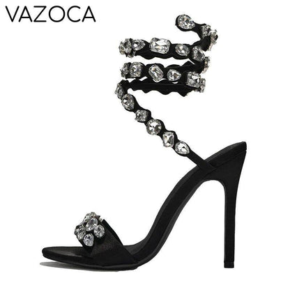 Crystal Ankle Wrap High Heels