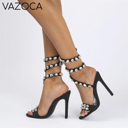 Crystal Ankle Wrap High Heels