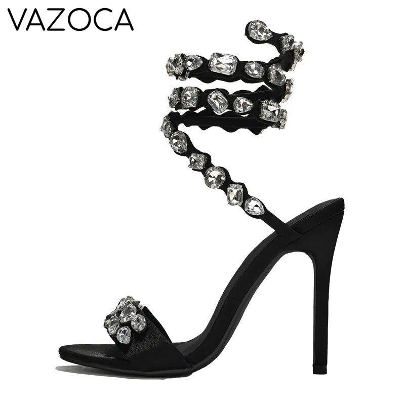 Crystal Ankle Wrap High Heels