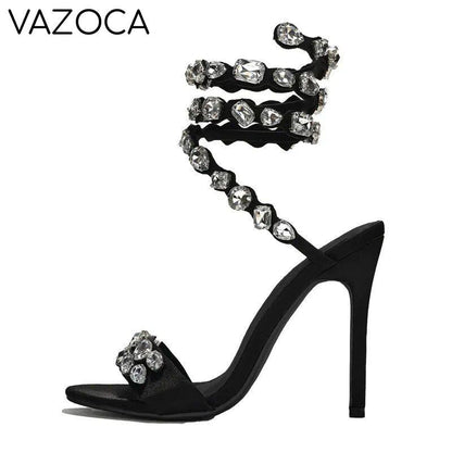 Crystal Ankle Wrap High Heels