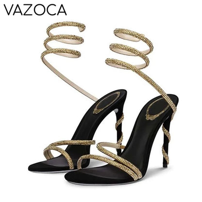 Crystal Exotic High Heels Black