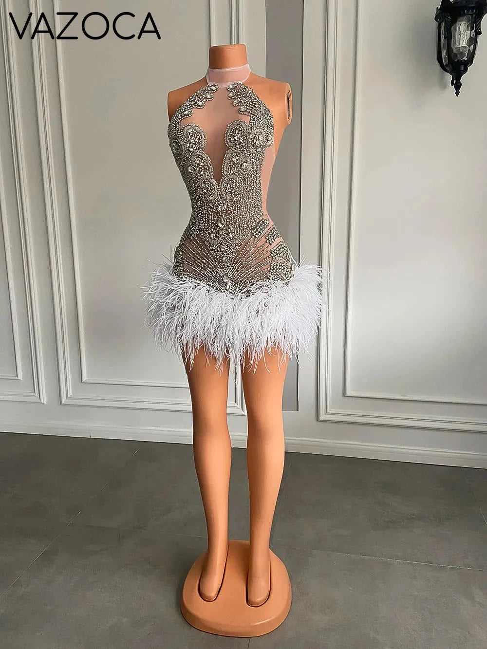 Crystal Feather Mini Dress