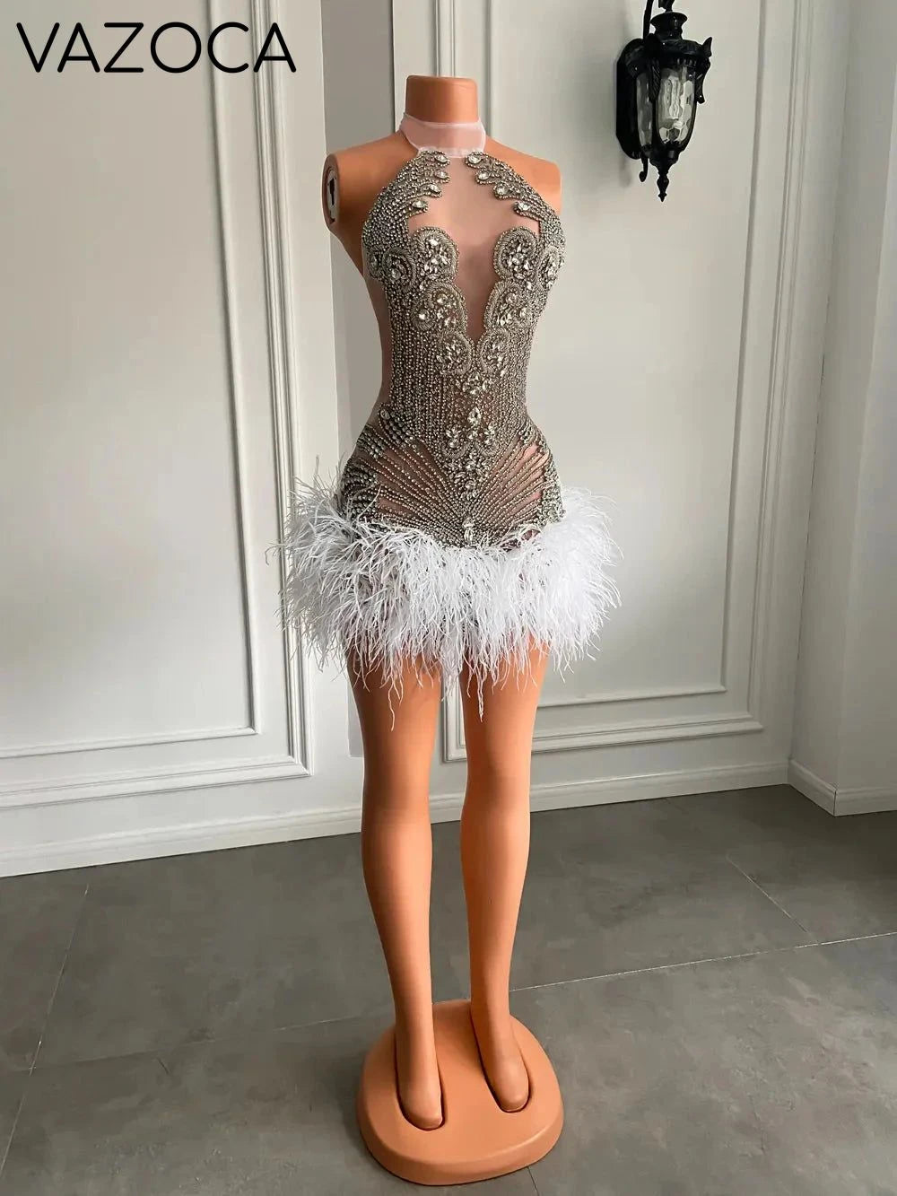 Crystal Feather Mini Dress