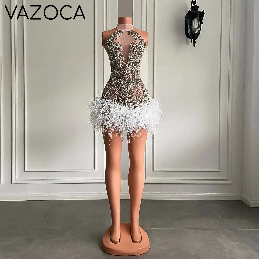 Crystal Feather Mini Dress