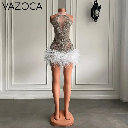 Crystal Feather Mini Dress