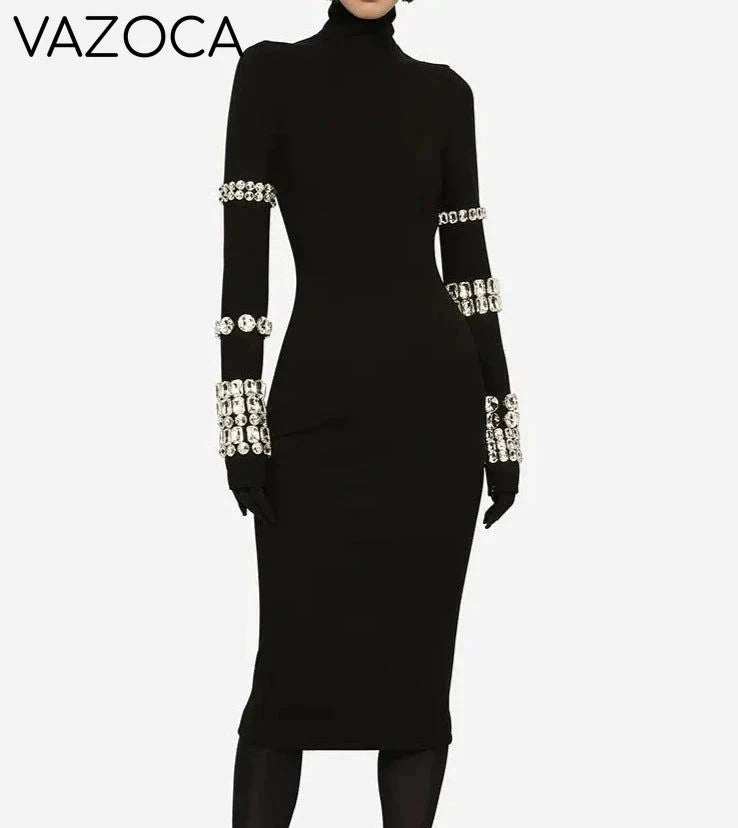 Crystal Luxury Bandage Midi Dress