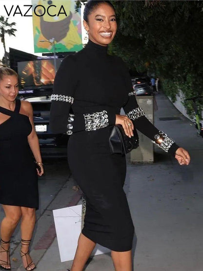 Crystal Luxury Bandage Midi Dress