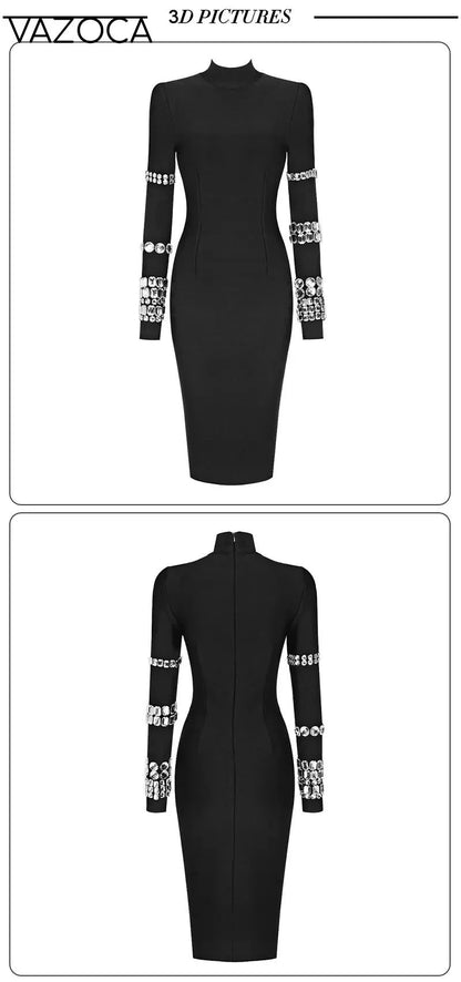 Crystal Luxury Bandage Midi Dress