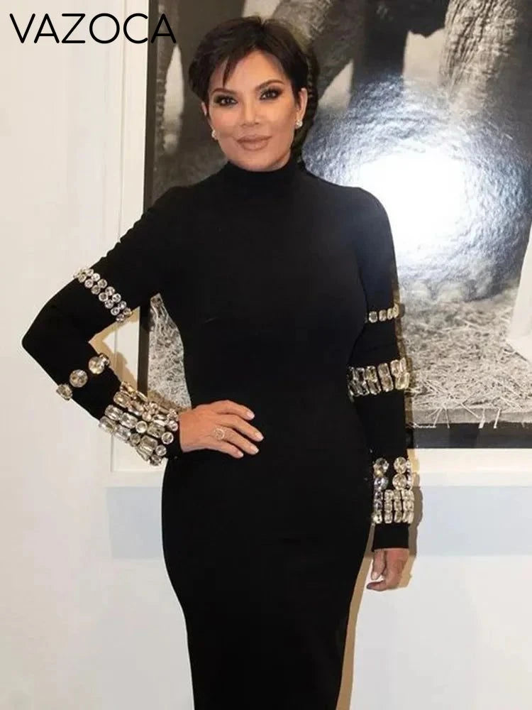 Crystal Luxury Bandage Midi Dress