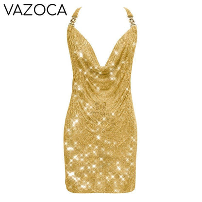 Crystal Mesh Rhinestones Mini Dress