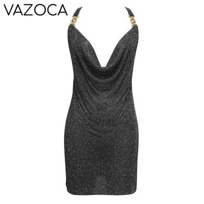 Crystal Mesh Rhinestones Mini Dress