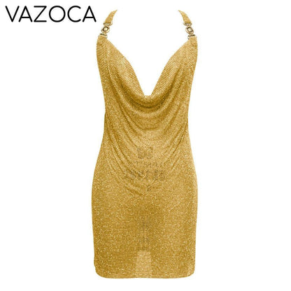 Crystal Mesh Rhinestones Mini Dress
