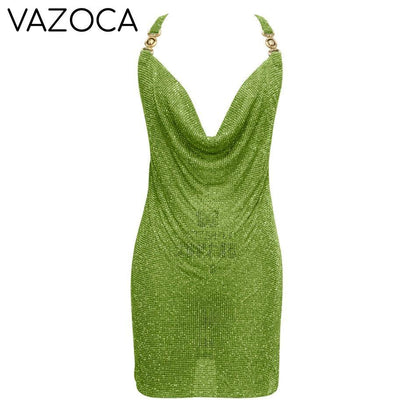Crystal Mesh Rhinestones Mini Dress